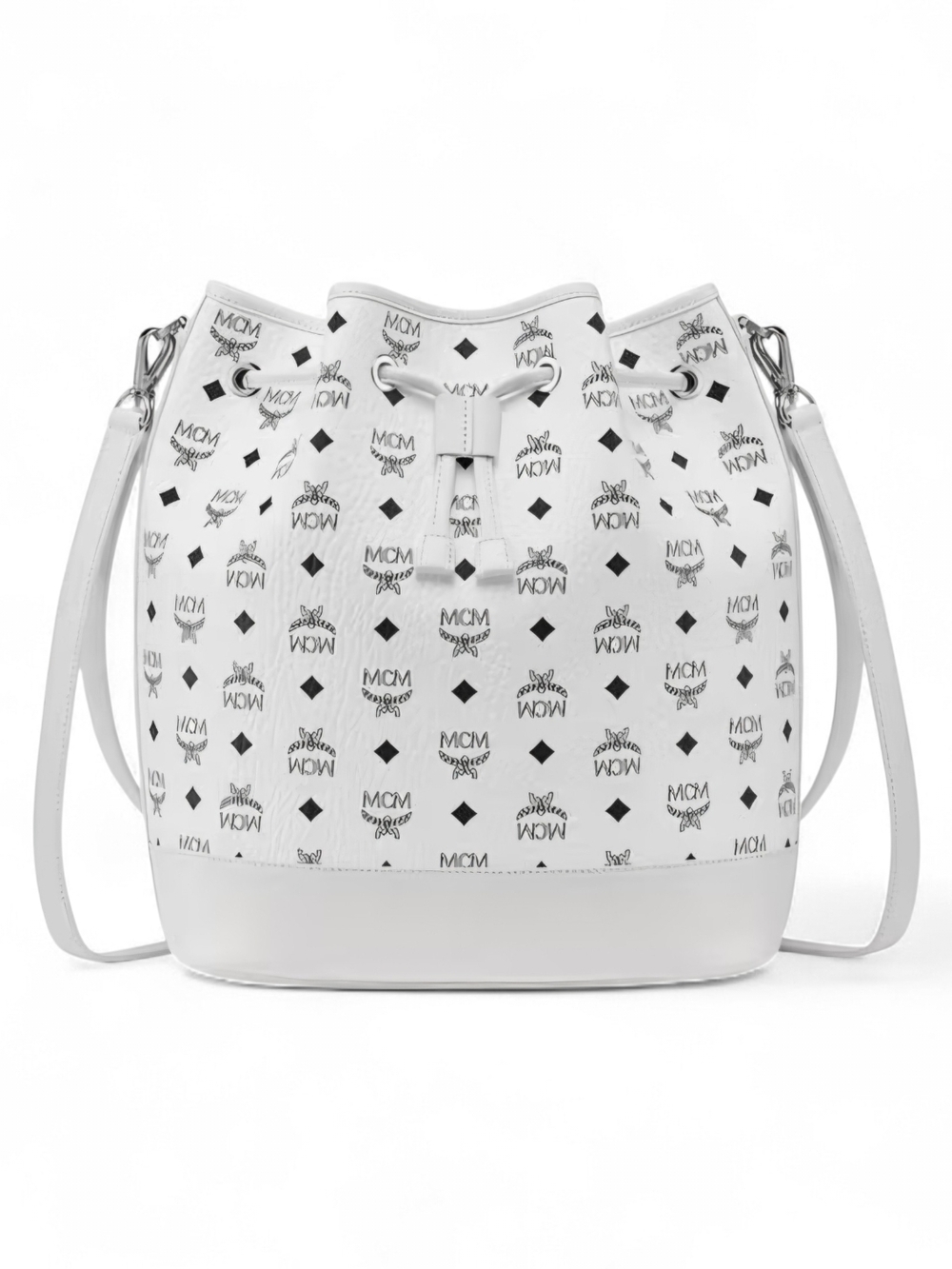 MCM White Visetos Bucket Bag - Picture 2 of 6